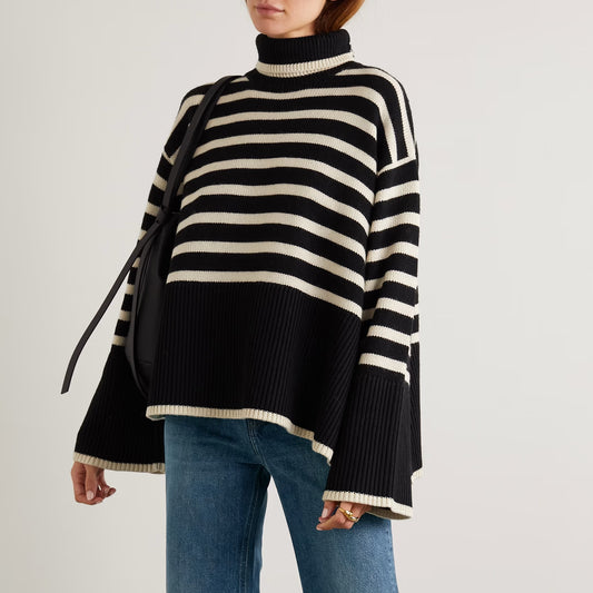 Toteme Striped Black/Ivory Sweater, size Small