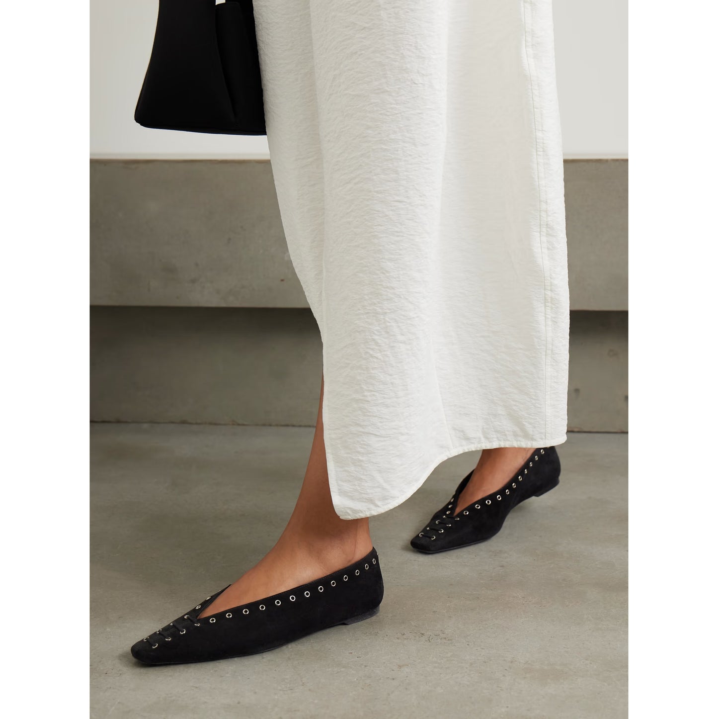 Toteme Suede Lace-up Flats in Black, size 38