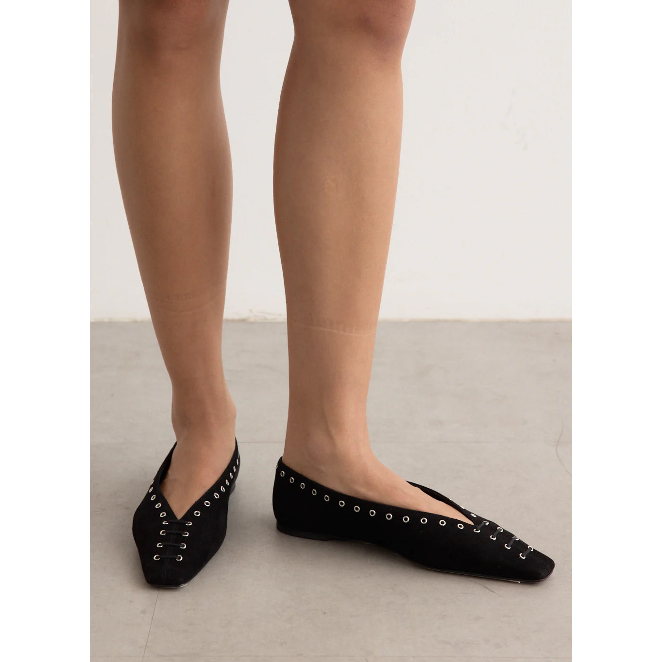 Toteme Suede Lace-up Flats in Black, size 38