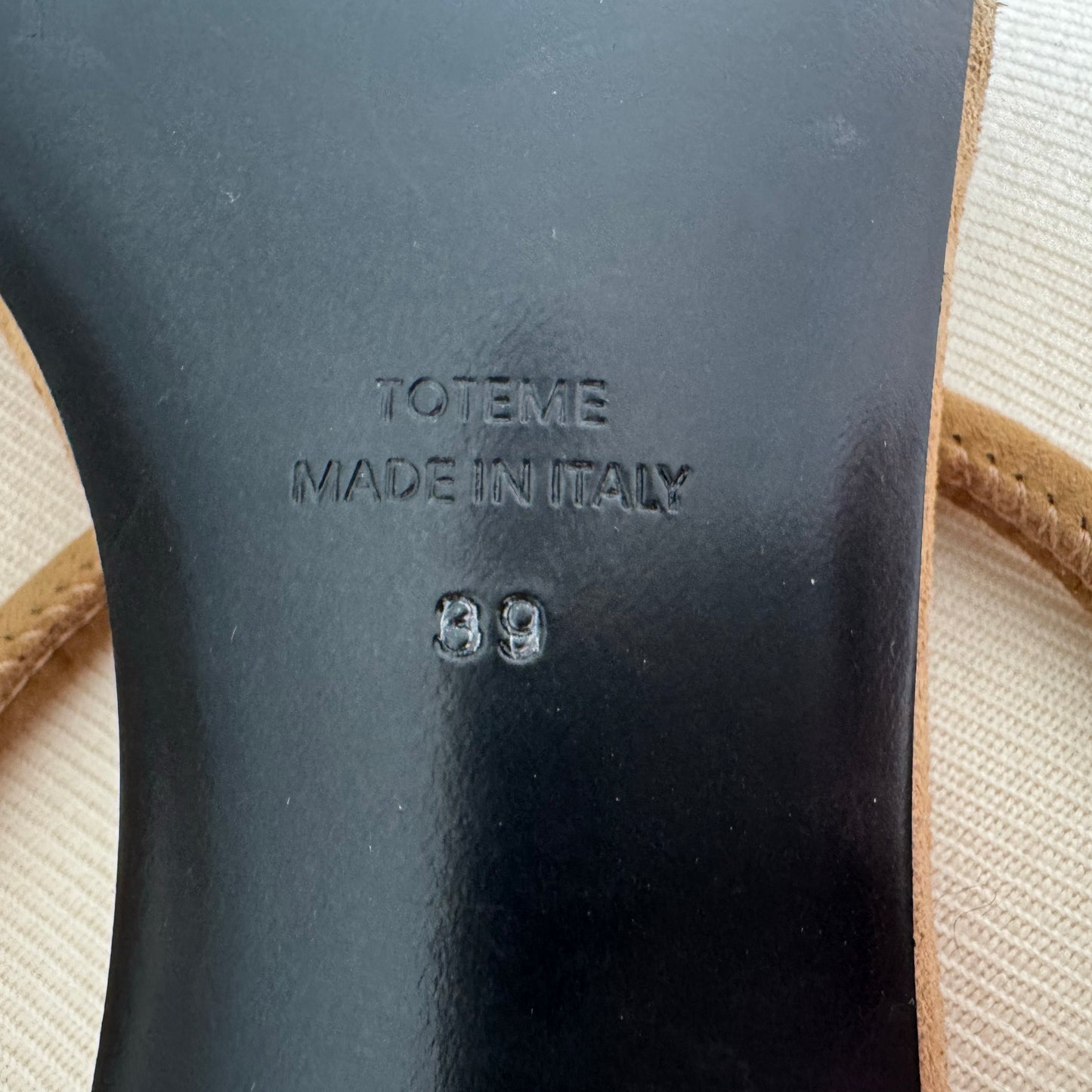 Toteme Suede Strappy Sandals in Tan, size 39