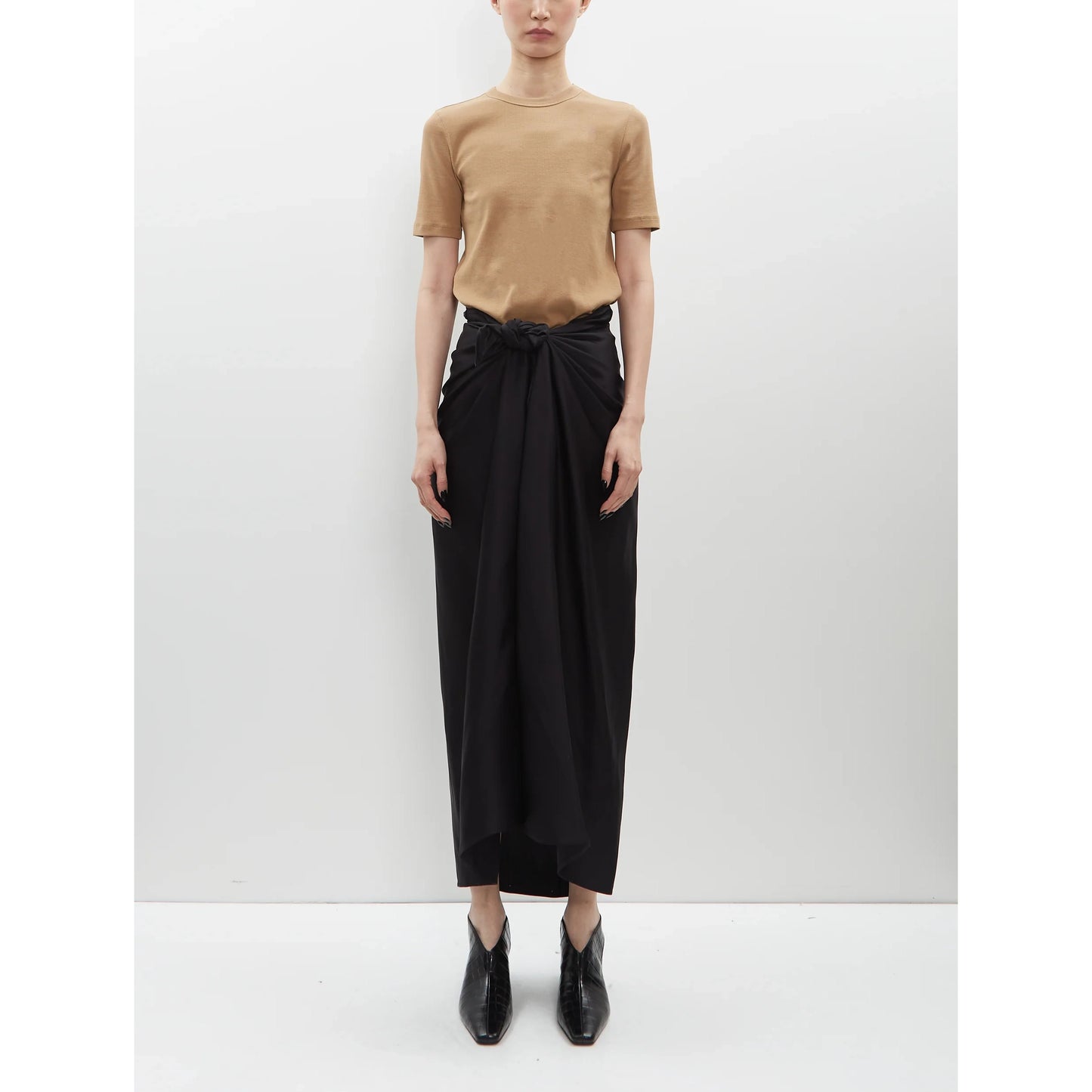 Toteme Satin Knot Skirt in Black, size 40 (fits like size 8)