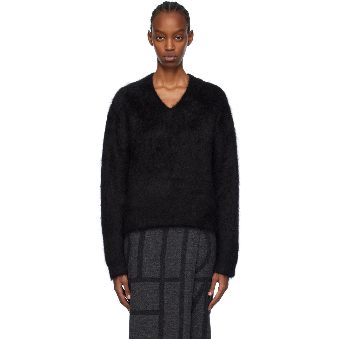 Toteme Textured Alpaca Sweater in Black, Size Medium