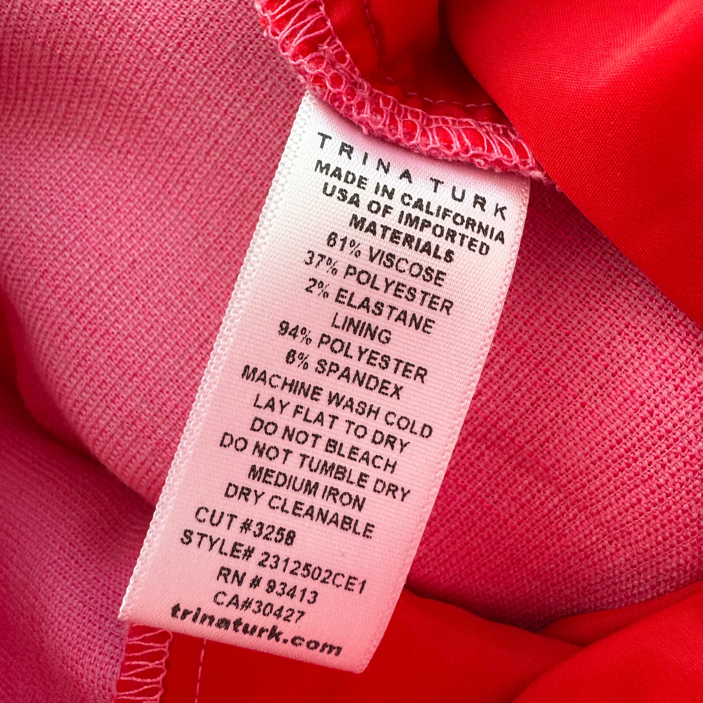 Trina Turk "Poppy" Pants in Pink/Red, size 00