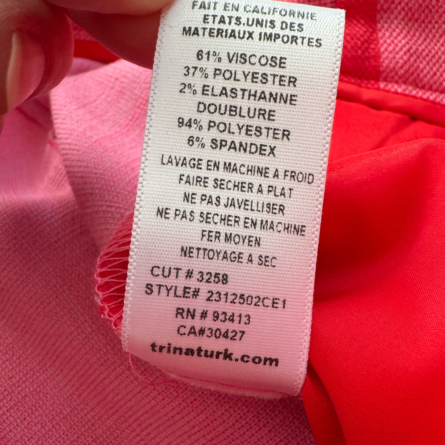 Trina Turk "Poppy" Pants in Pink/Red, size 00