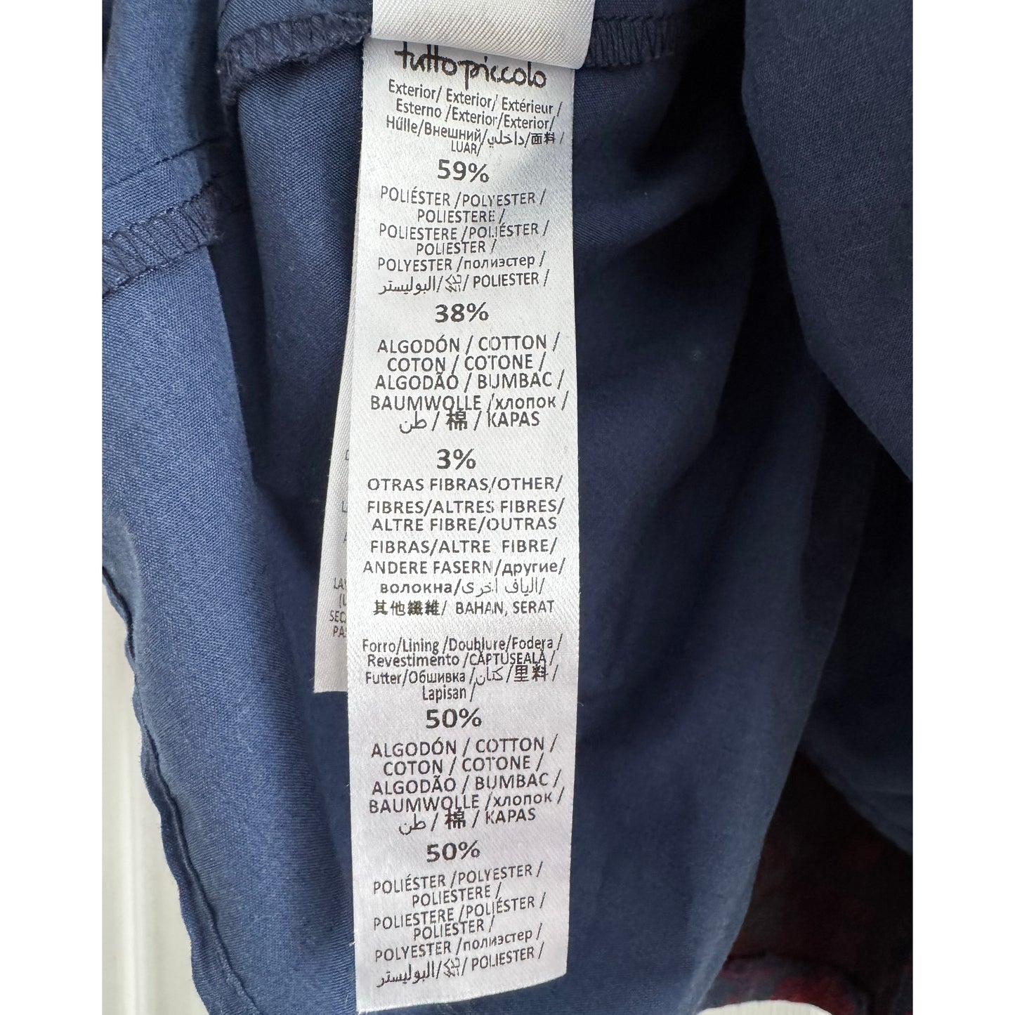 Tutto Piccolo Jaquard Dress with Velvet Trim in Blue/Red, size 6 years