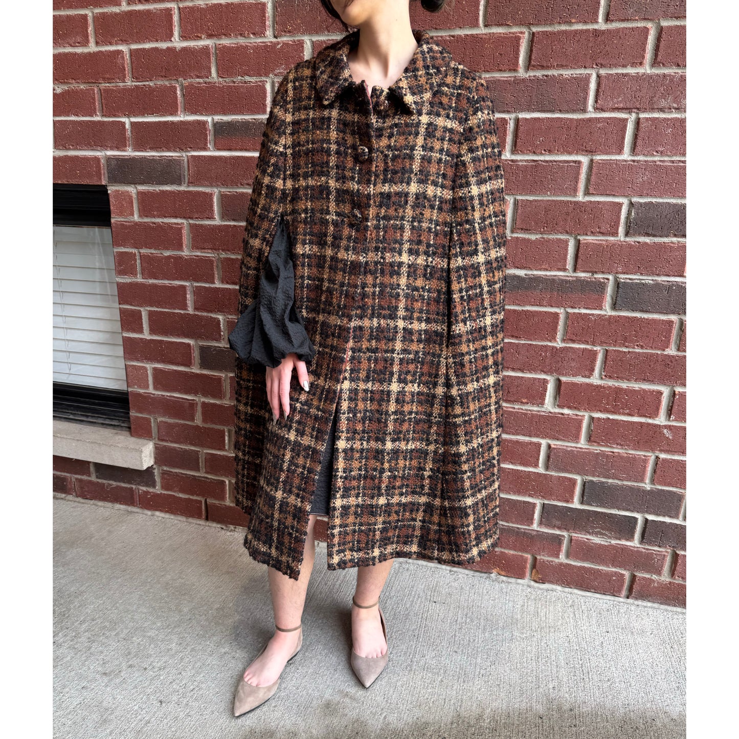 Custom Made Tweed Cape in Brown, fits about a size XS/S