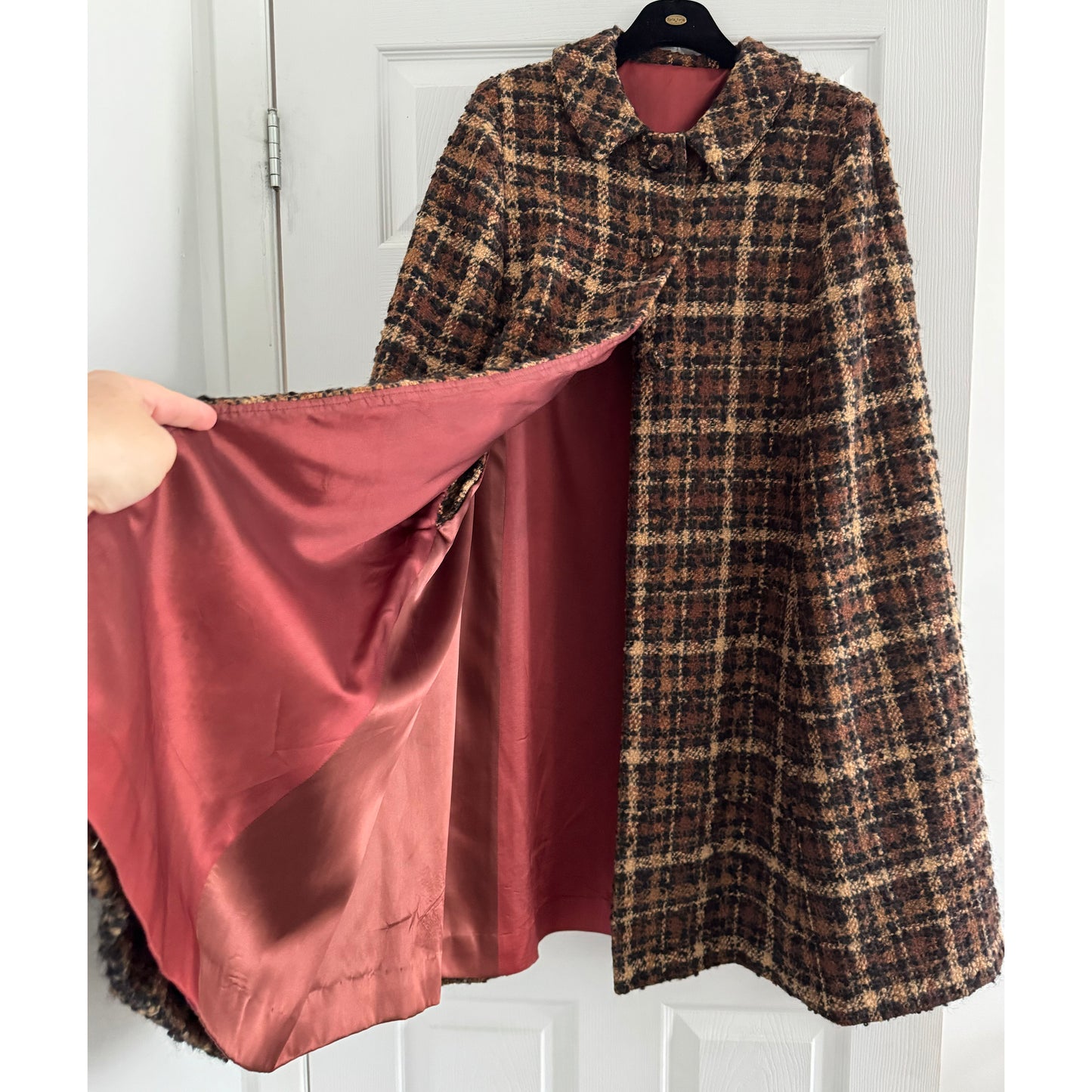 Custom Made Tweed Cape in Brown, fits about a size XS/S