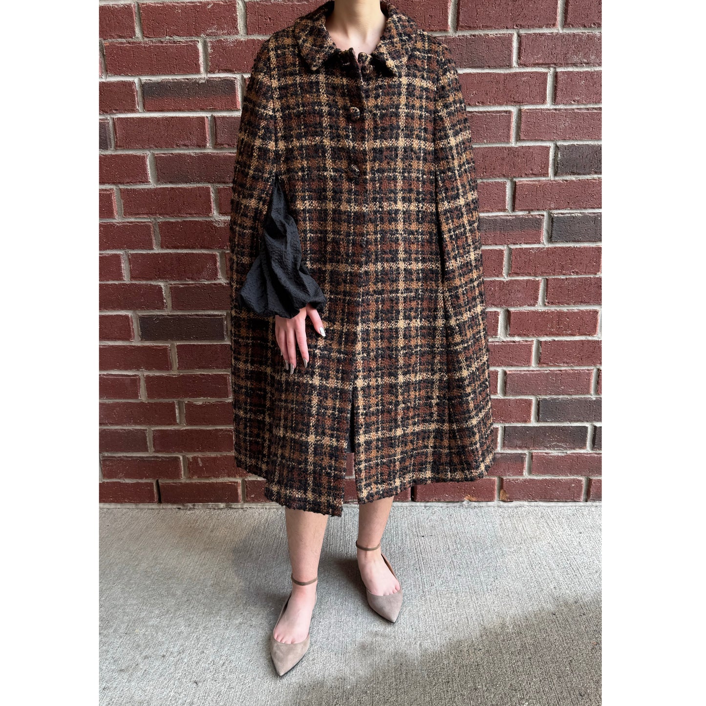 Custom Made Tweed Cape in Brown, fits about a size XS/S