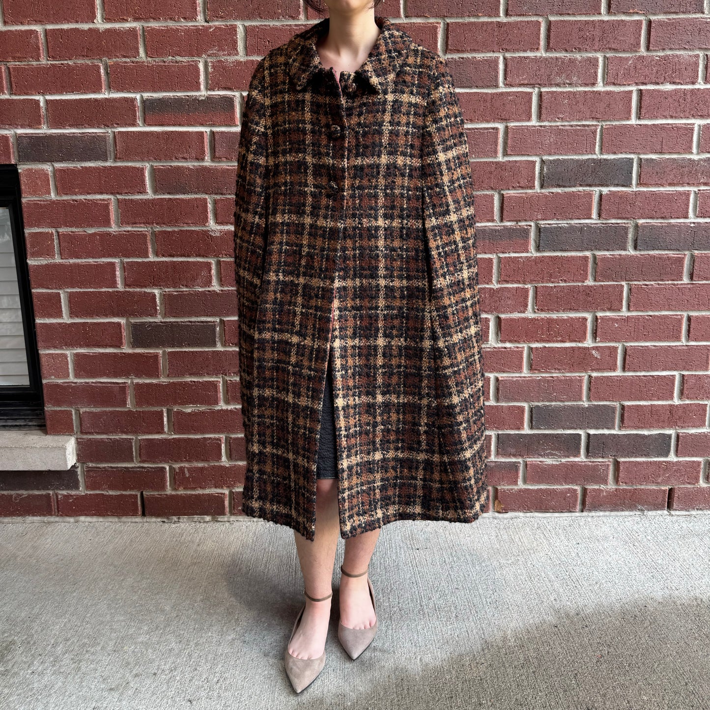 Custom Made Tweed Cape in Brown, fits about a size XS/S