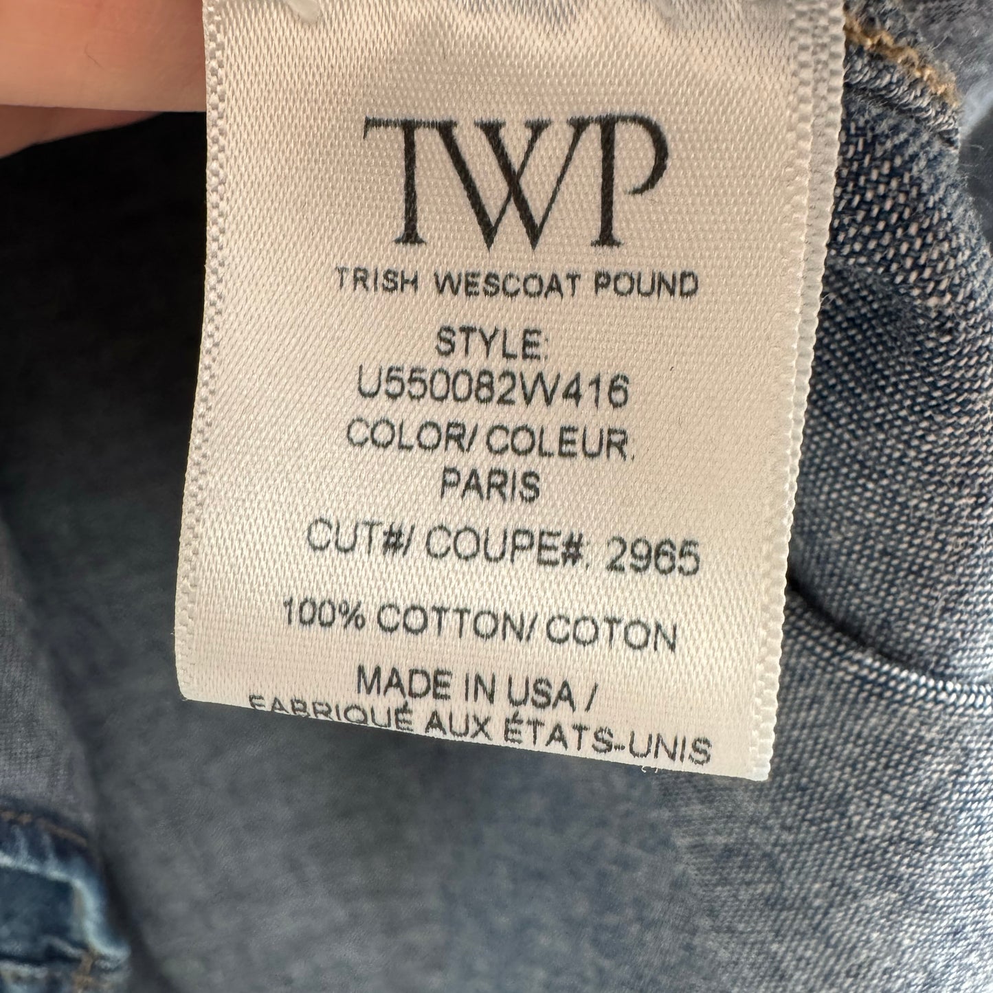 TWP "Cowboy Take Me Away" Shirt in "Paris", size Small