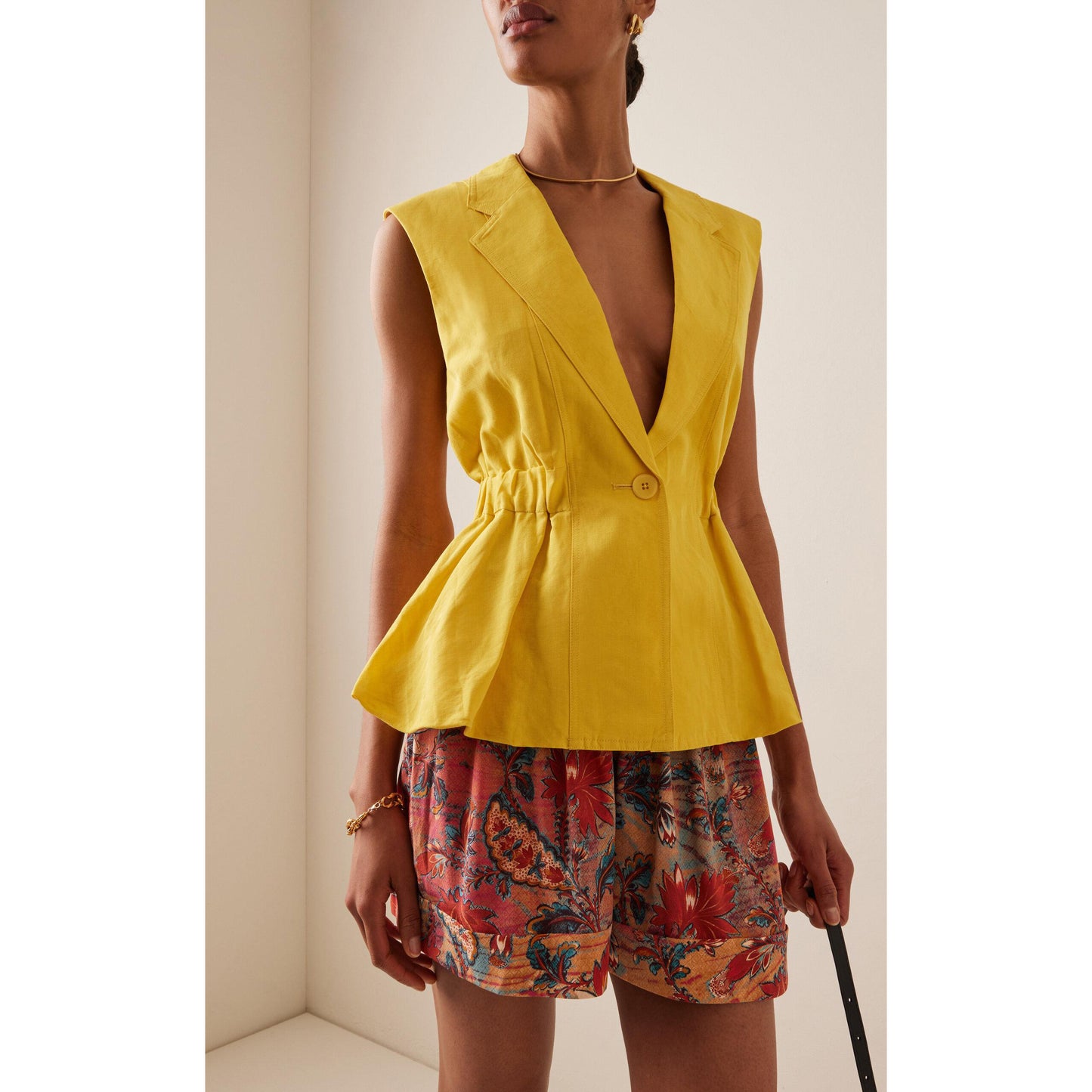 Ulla Johnson "Beatriz" Linen Vest in Yellow, size Small