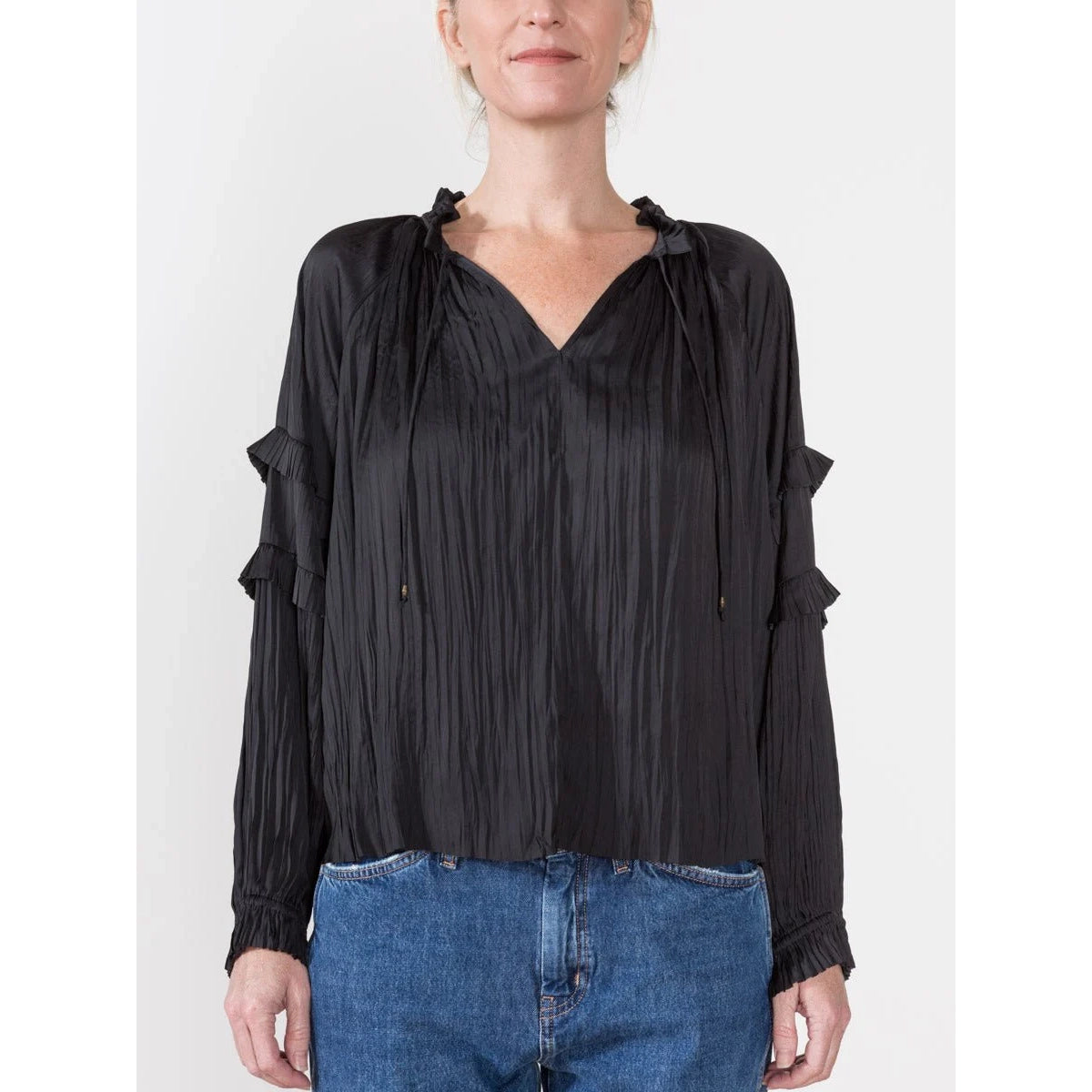 Ulla Johnson "Carolina" Blouse in Black, size 4 (fits sizes 4-8)
