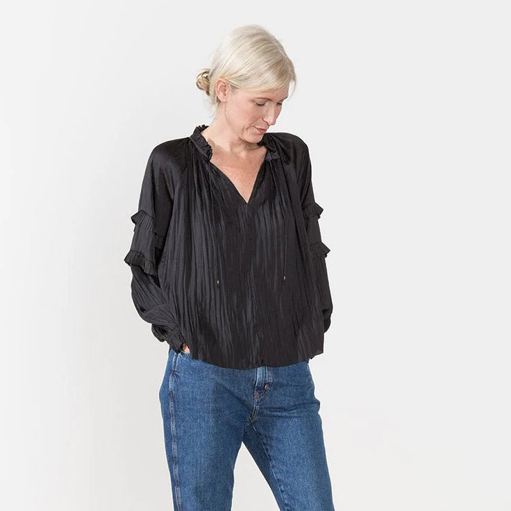 Ulla Johnson "Carolina" Blouse in Black, size 4 (fits sizes 4-8)
