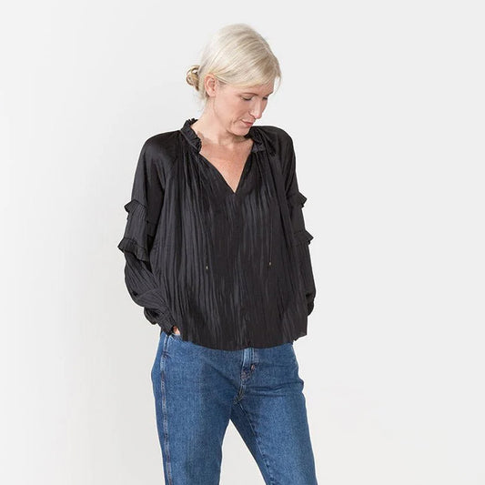 Ulla Johnson "Carolina" Blouse in Black, size 4 (fits sizes 4-8)