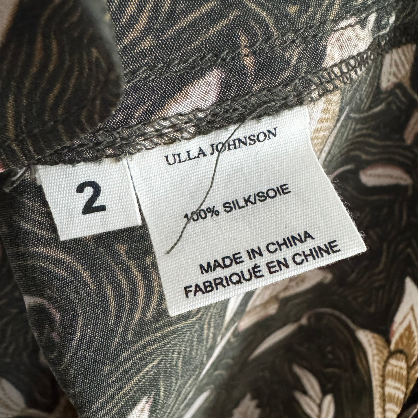 Ulla Johnson "Ariana" Floral Print Silk Skirt in Green, size 2