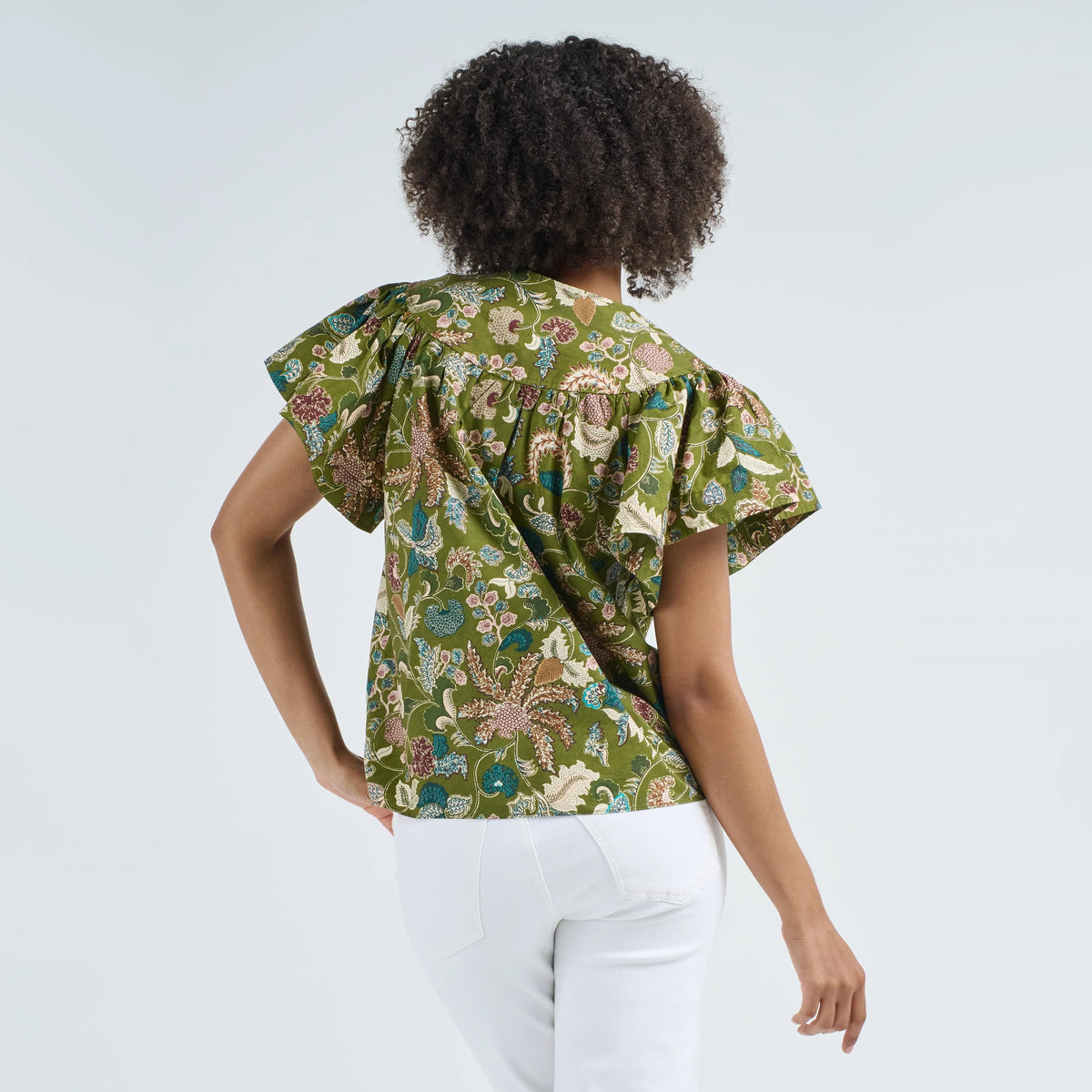 Ulla Johnson "Perline" Printed Cotton Top in "Lichen", size 8
