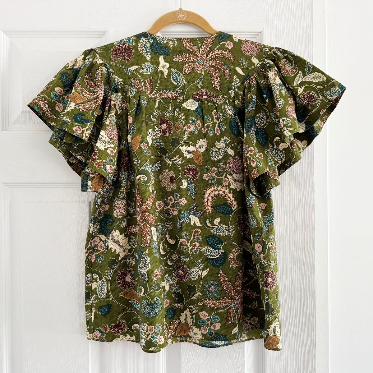 Ulla Johnson "Perline" Printed Cotton Top in "Lichen", size 8