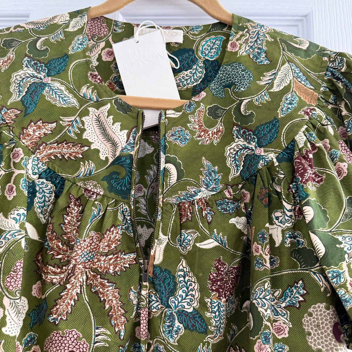 Ulla Johnson "Perline" Printed Cotton Top in "Lichen", size 8