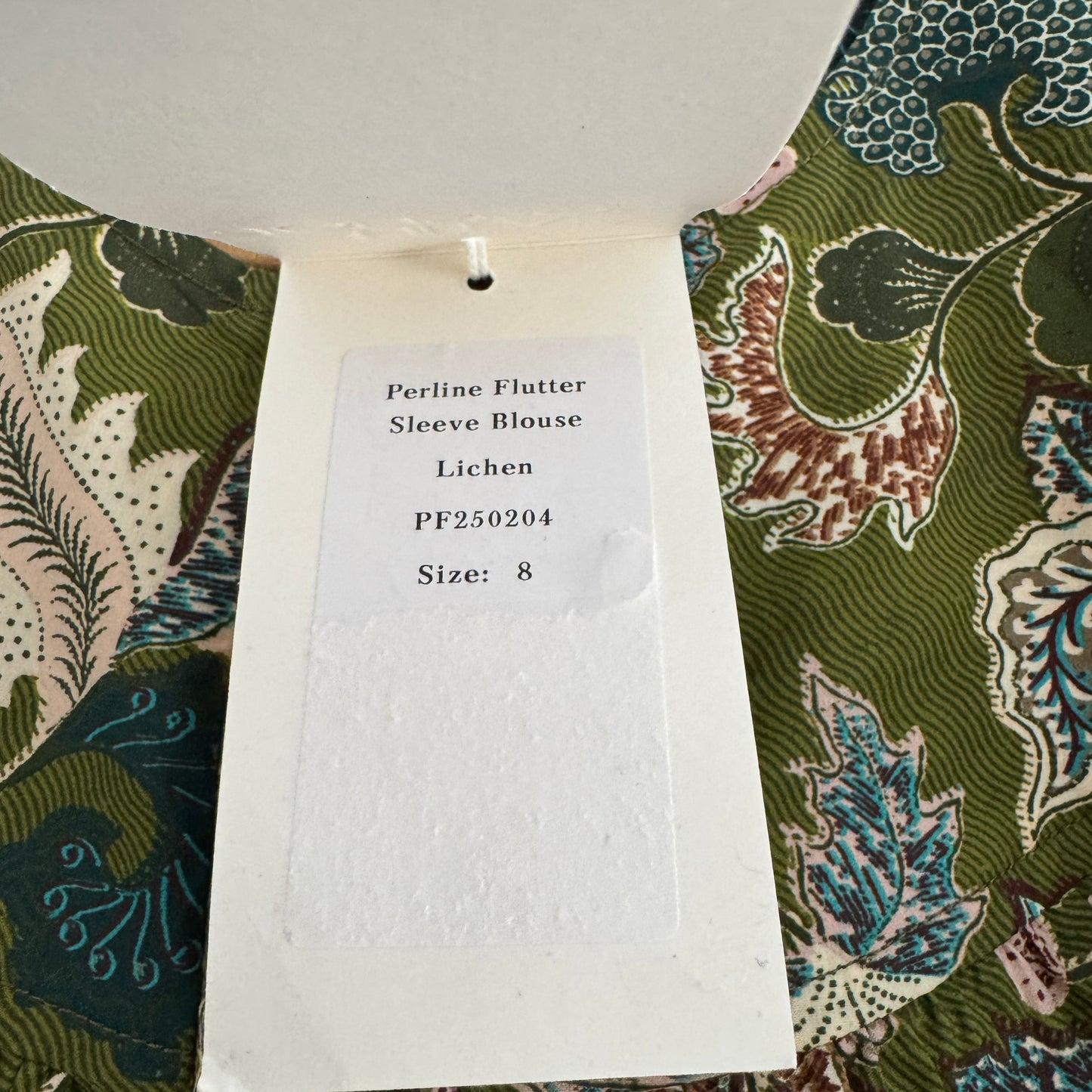 Ulla Johnson "Perline" Printed Cotton Top in "Lichen", size 8