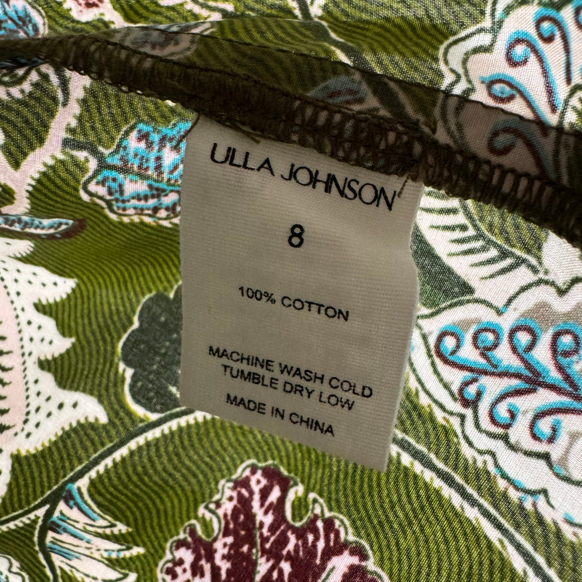 Ulla Johnson "Perline" Printed Cotton Top in "Lichen", size 8