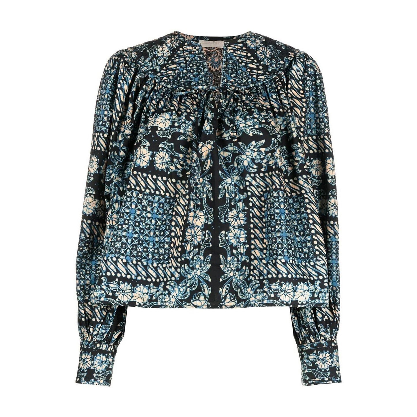Ulla Johnson "Satima" Printed Cotton Blouse in Azure, size 2