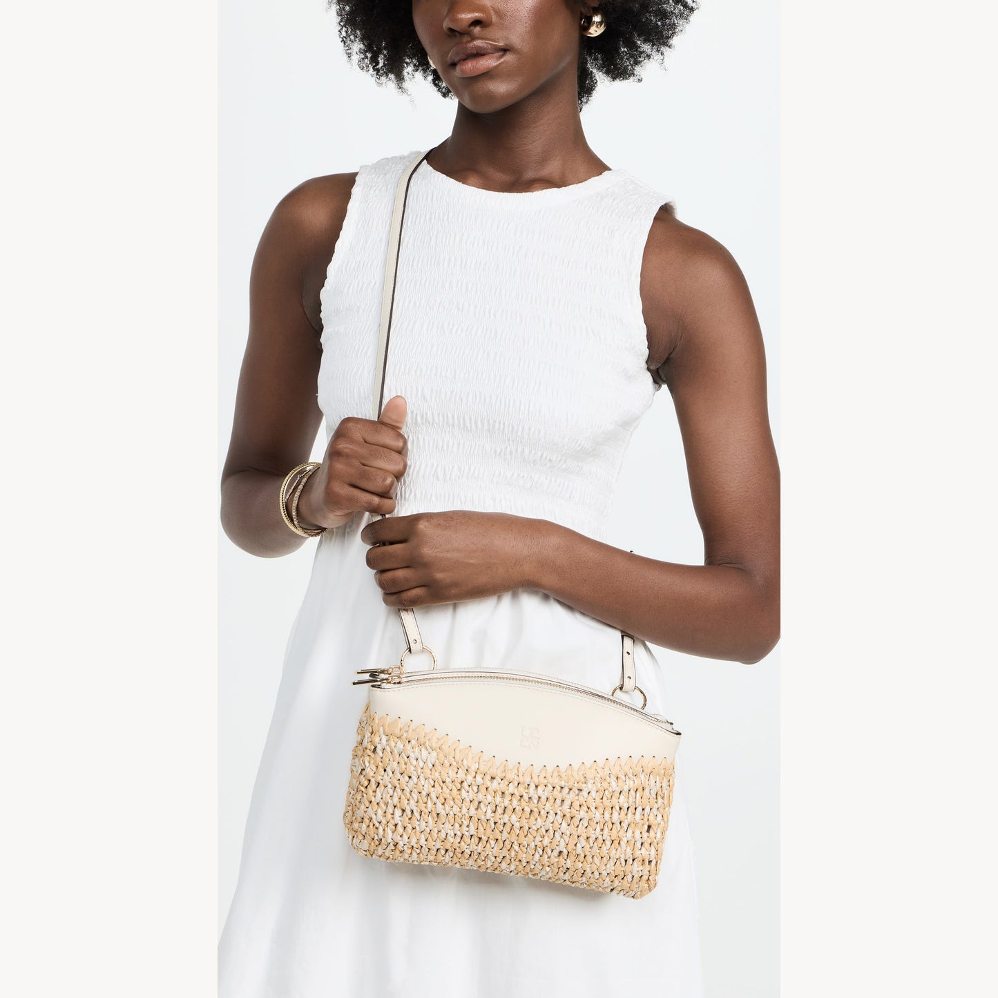 Ulla Johnson "Maya" Raffia Crossbody Bag in Natural