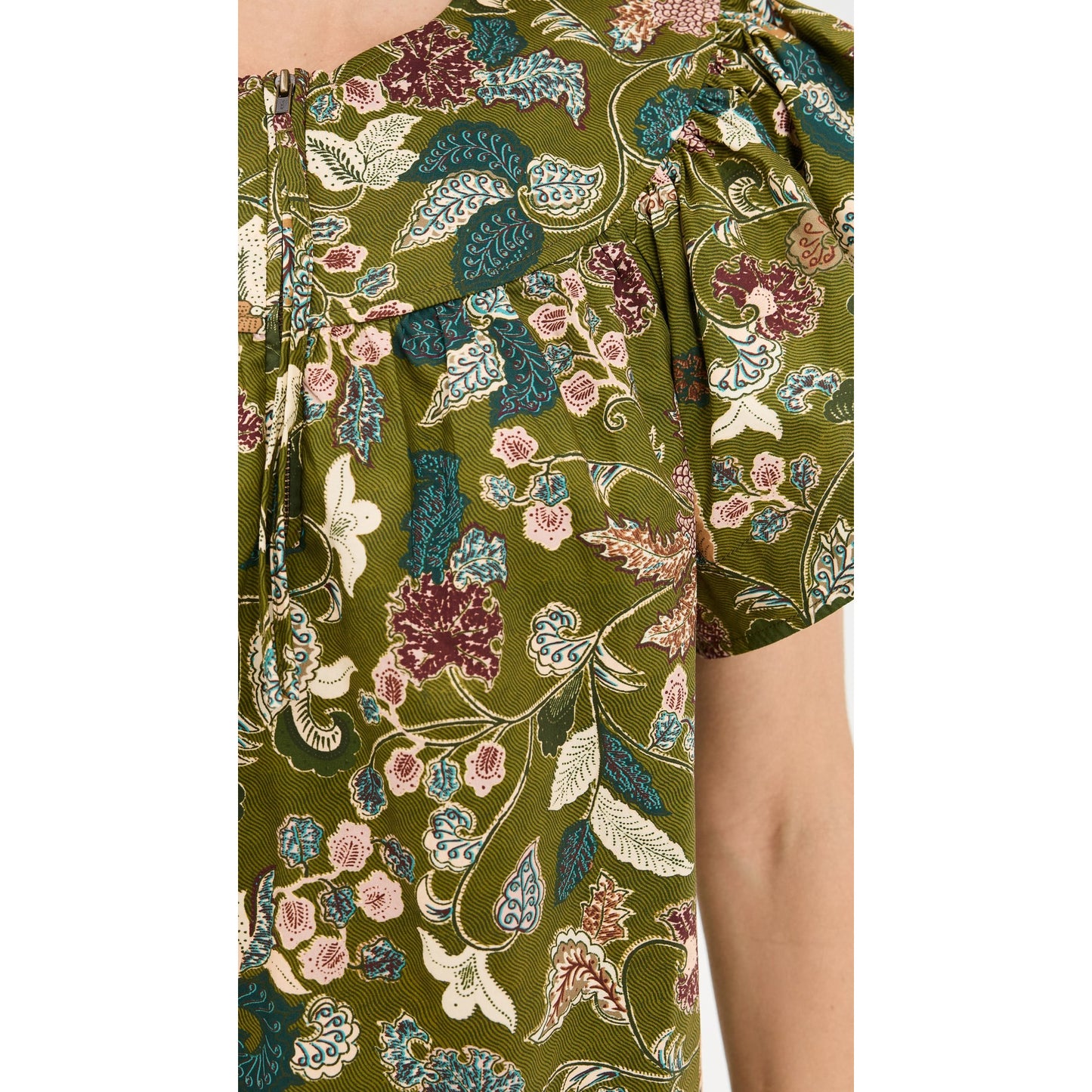 Ulla Johnson "Perline" Printed Cotton Top in "Lichen", size 8