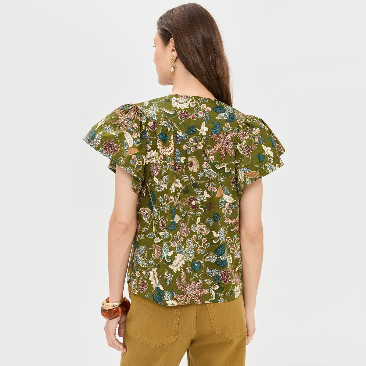 Ulla Johnson "Perline" Printed Cotton Top in "Lichen", size 8