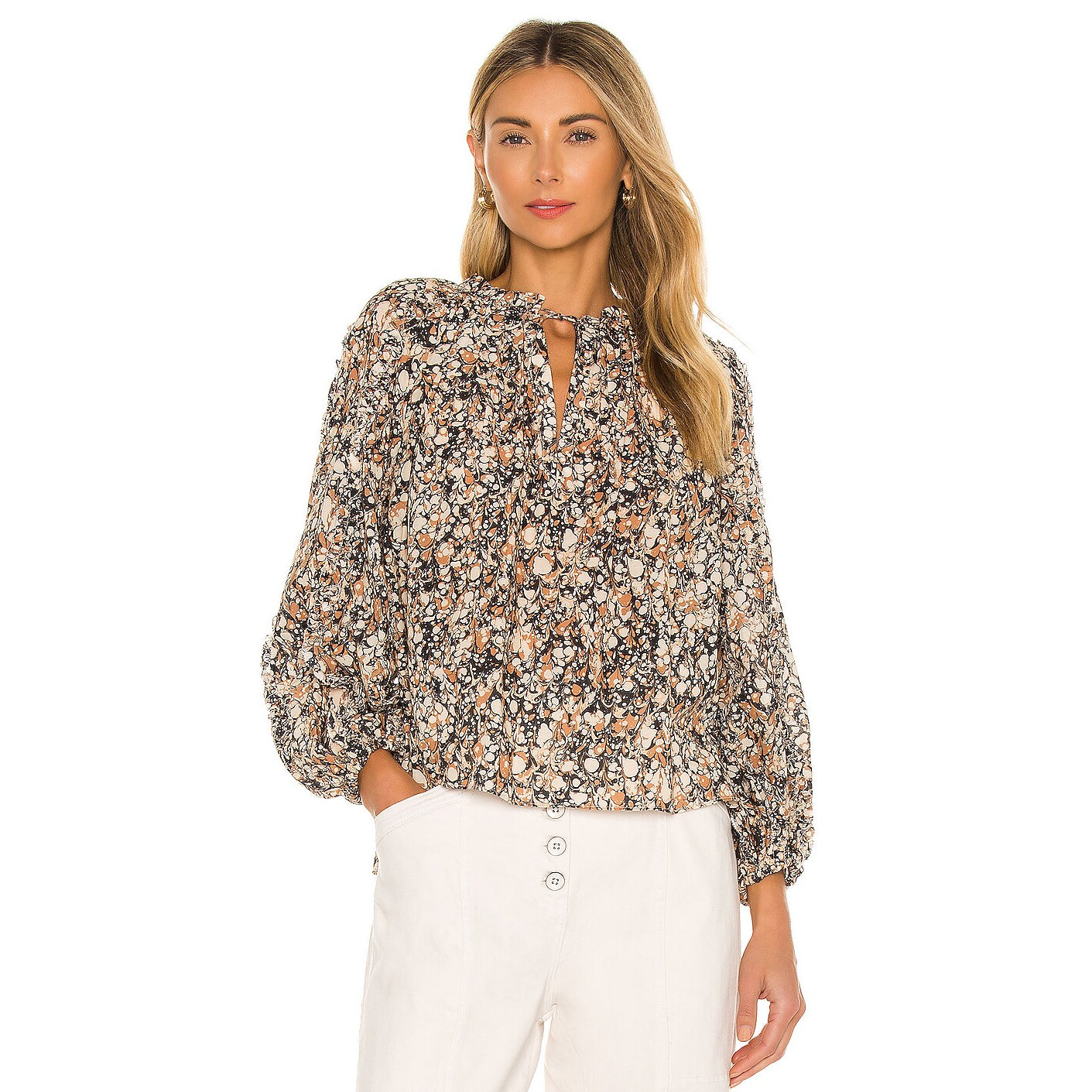 Ulla Johnson "Kana" Top in Beige Marble, size 6