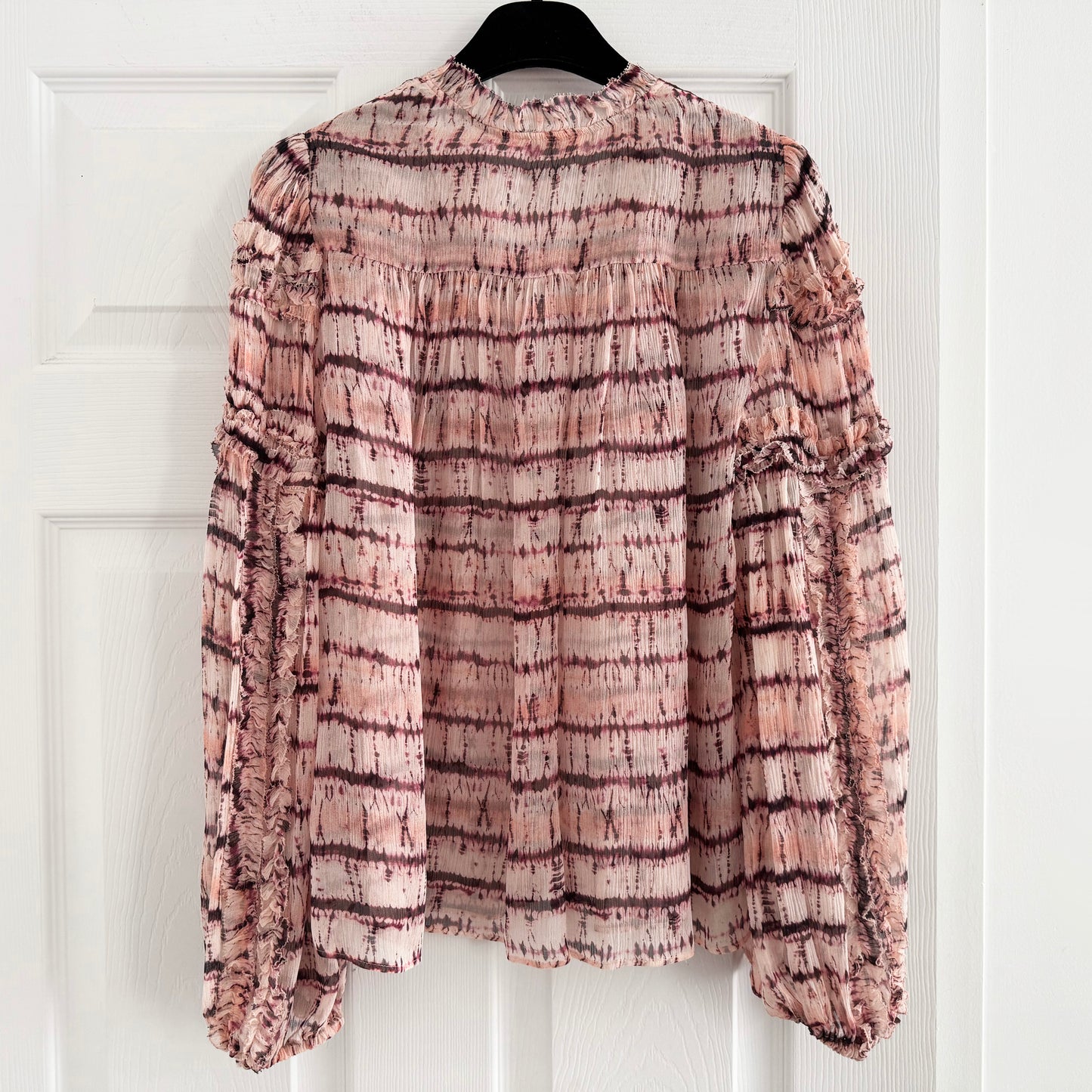 Ulla Johnson "Mari" Chiffon Blouse in Pink Tie Dye, size 0