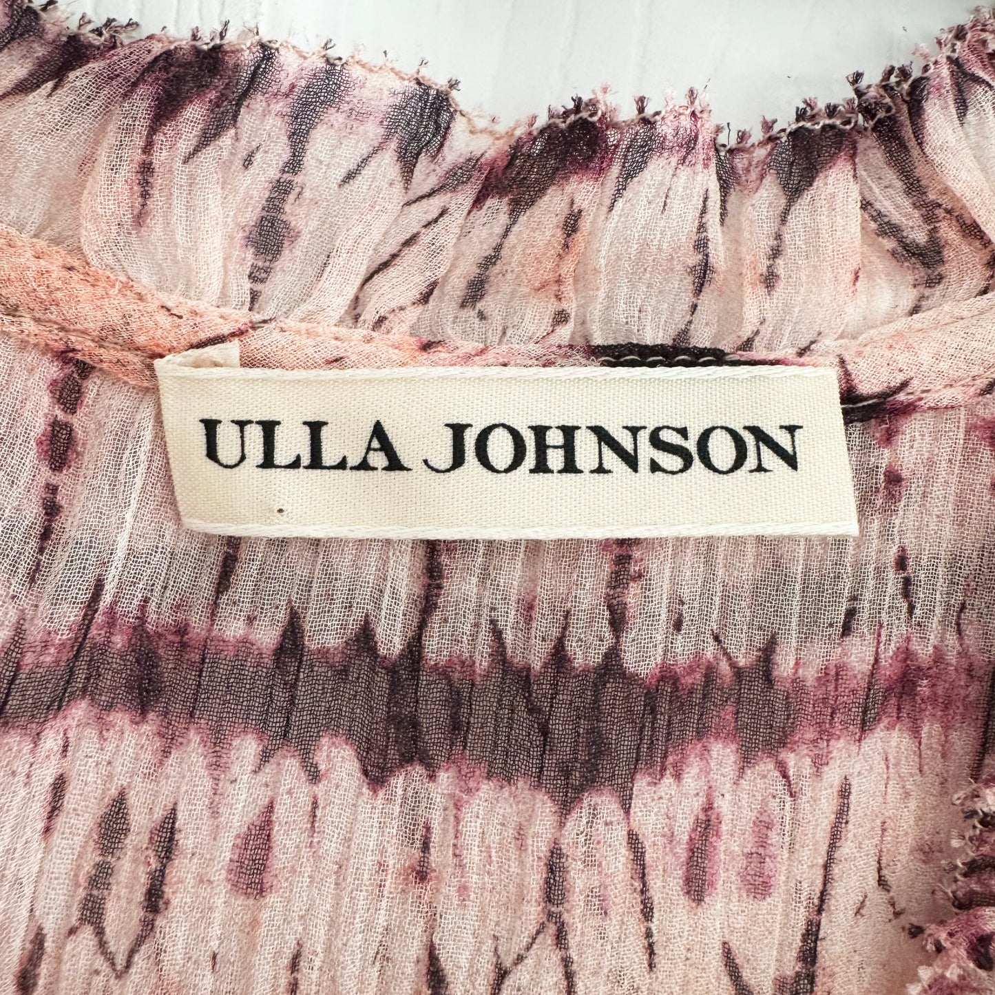 Ulla Johnson "Mari" Chiffon Blouse in Pink Tie Dye, size 0
