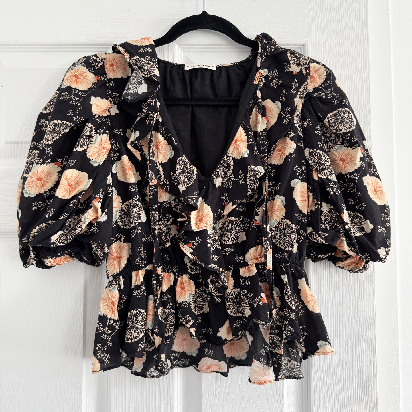Ulla Johnson "Nadya" Top in Black Floral, size 0