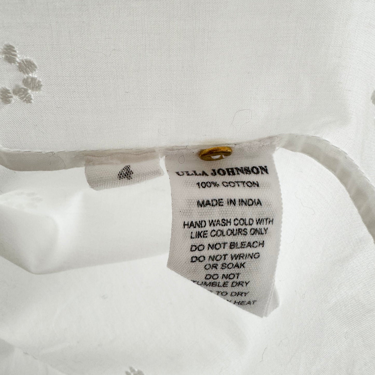 Ulla Johnson "Lennie" Embroidered White Cotton Top, size 4