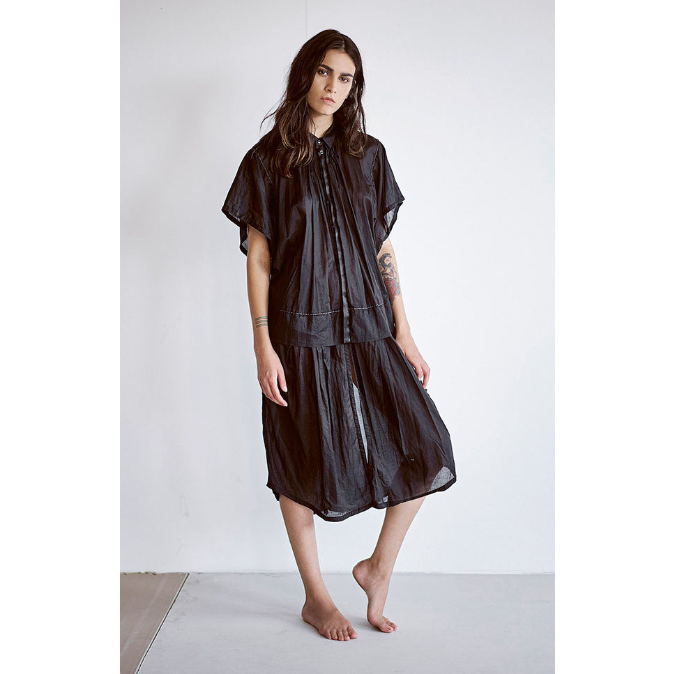 Umit Unal Cotton Voile Shirtdress in Black, size XS (fits XS/S)