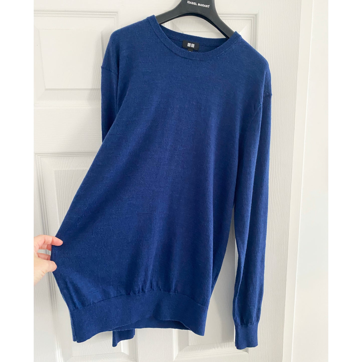 MENS Uniqlo Merino Wool Crew Neck Sweater in Cobalt Blue, size Medium