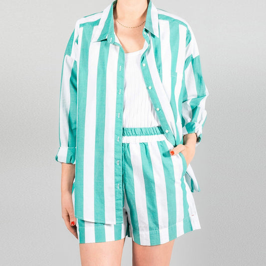 Xirena Green Striped Cotton Set, size Small