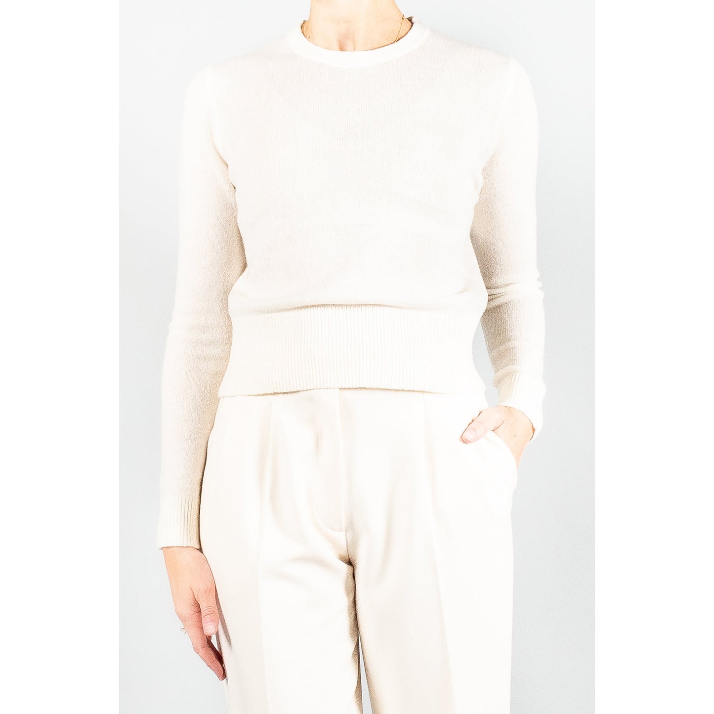 Forte Forte Wool/Cashmere Crew Neck in Ivory, size "II" (fits S/M)