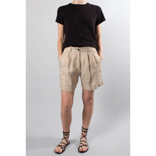 Forte Forte Champagne Metallic Linen Shorts, size "0" (fits like US 2)