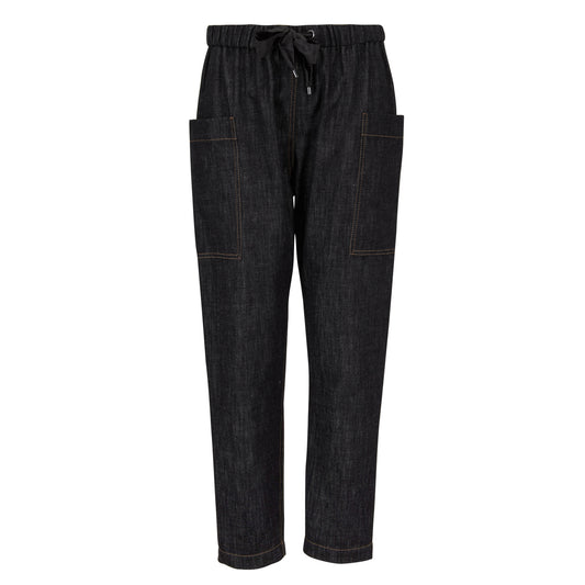 Brunello Cucinelli Carpenter Jeans avec cordon de serrage à la taille, taille 42IT (s'adapte comme un 4/6)