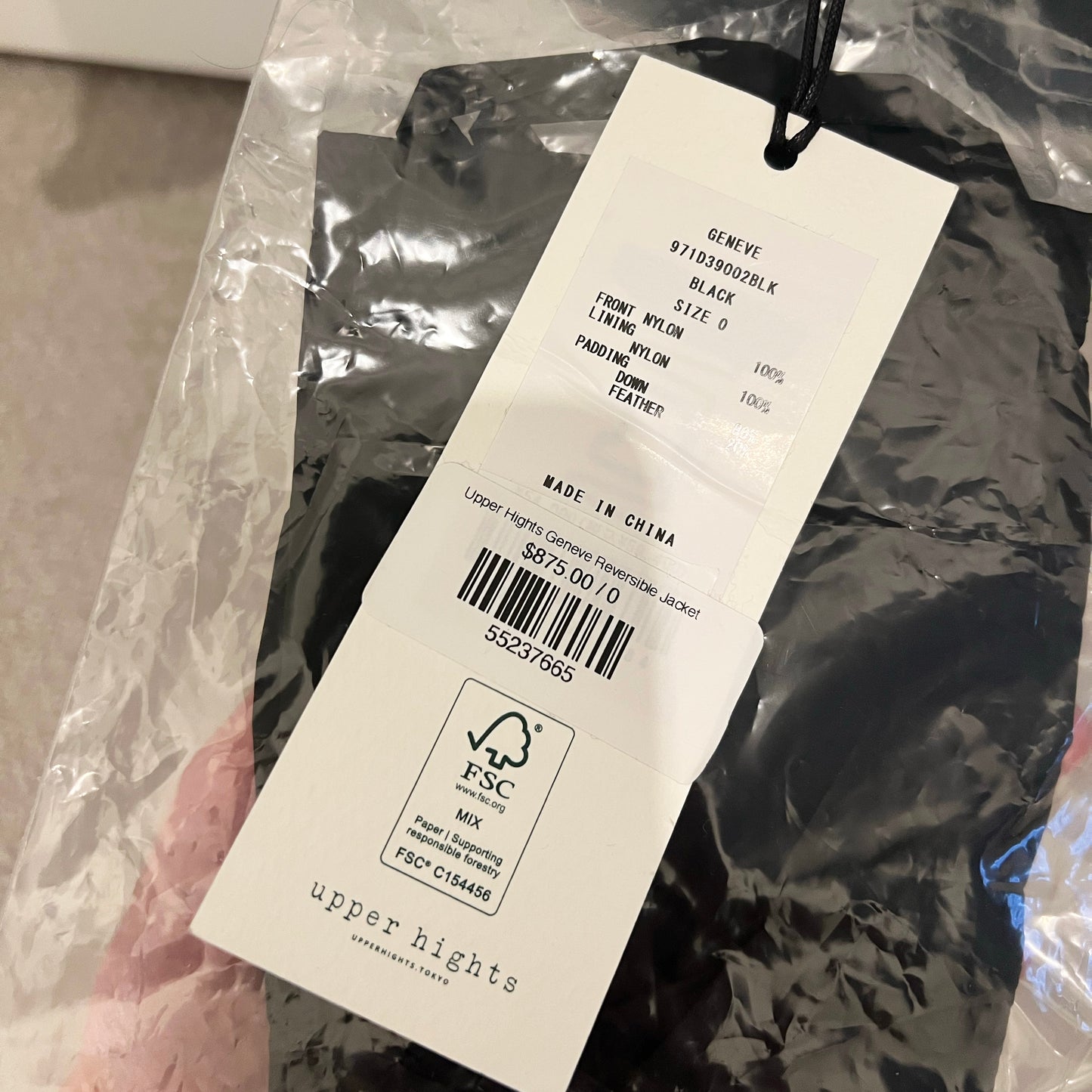 Upper Hights "Geneve" Reversible Puffer Jacket in Black, size "0" (XS)