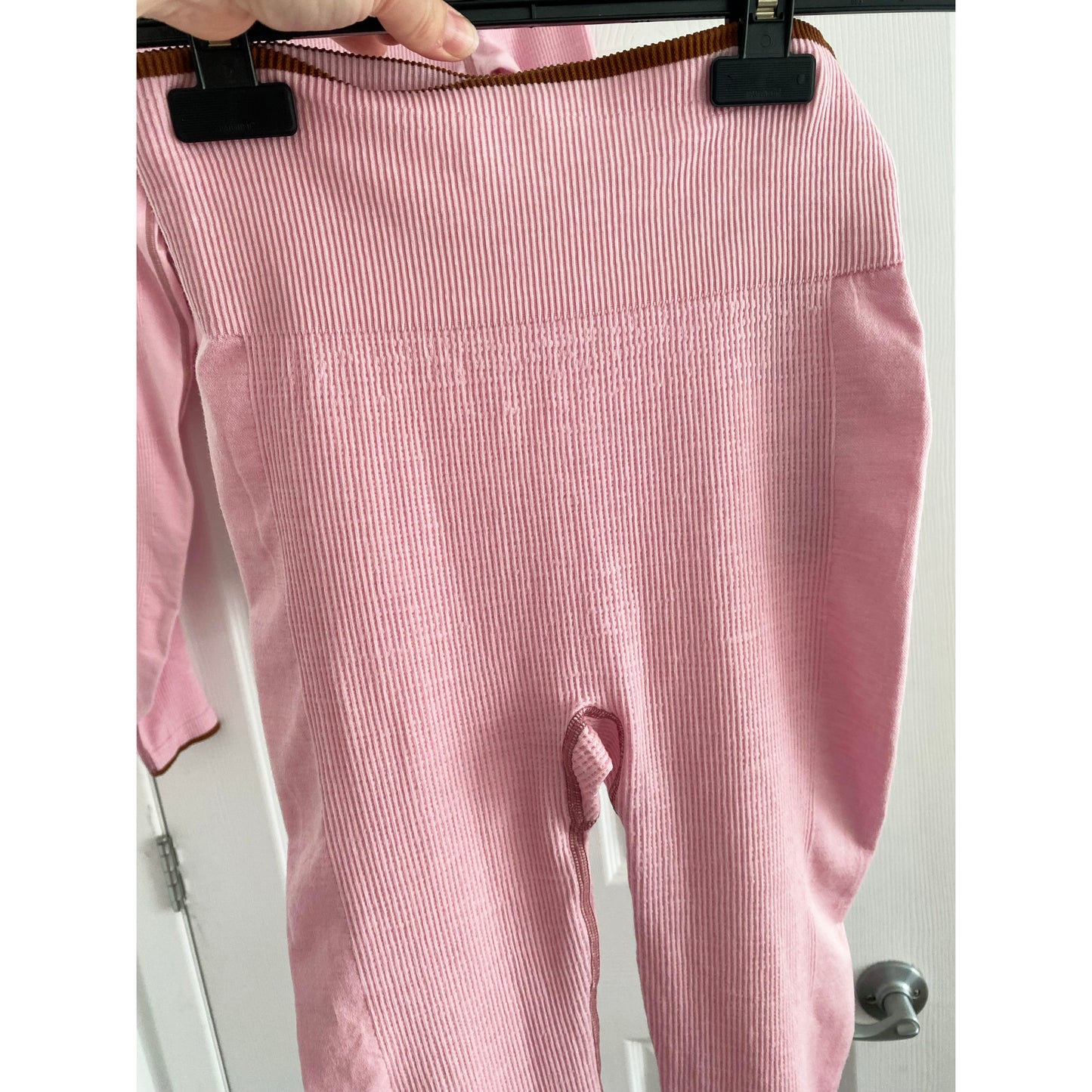 VAARA Pink Merino Base Layer Set in Pink, size Small Top, Medium Leggings