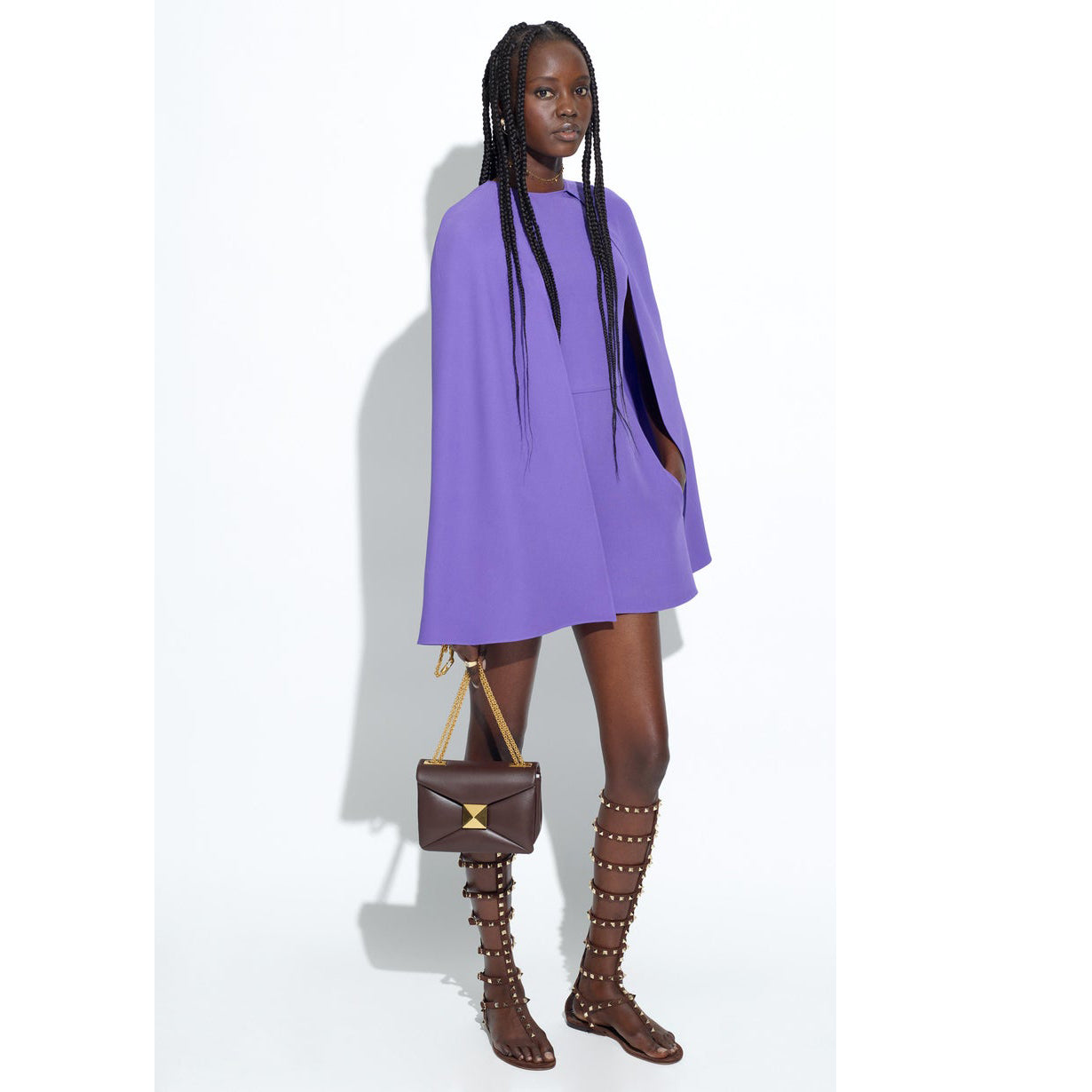 Valentino Silk Cape Dress in Purple, size 36 (fits size 0)