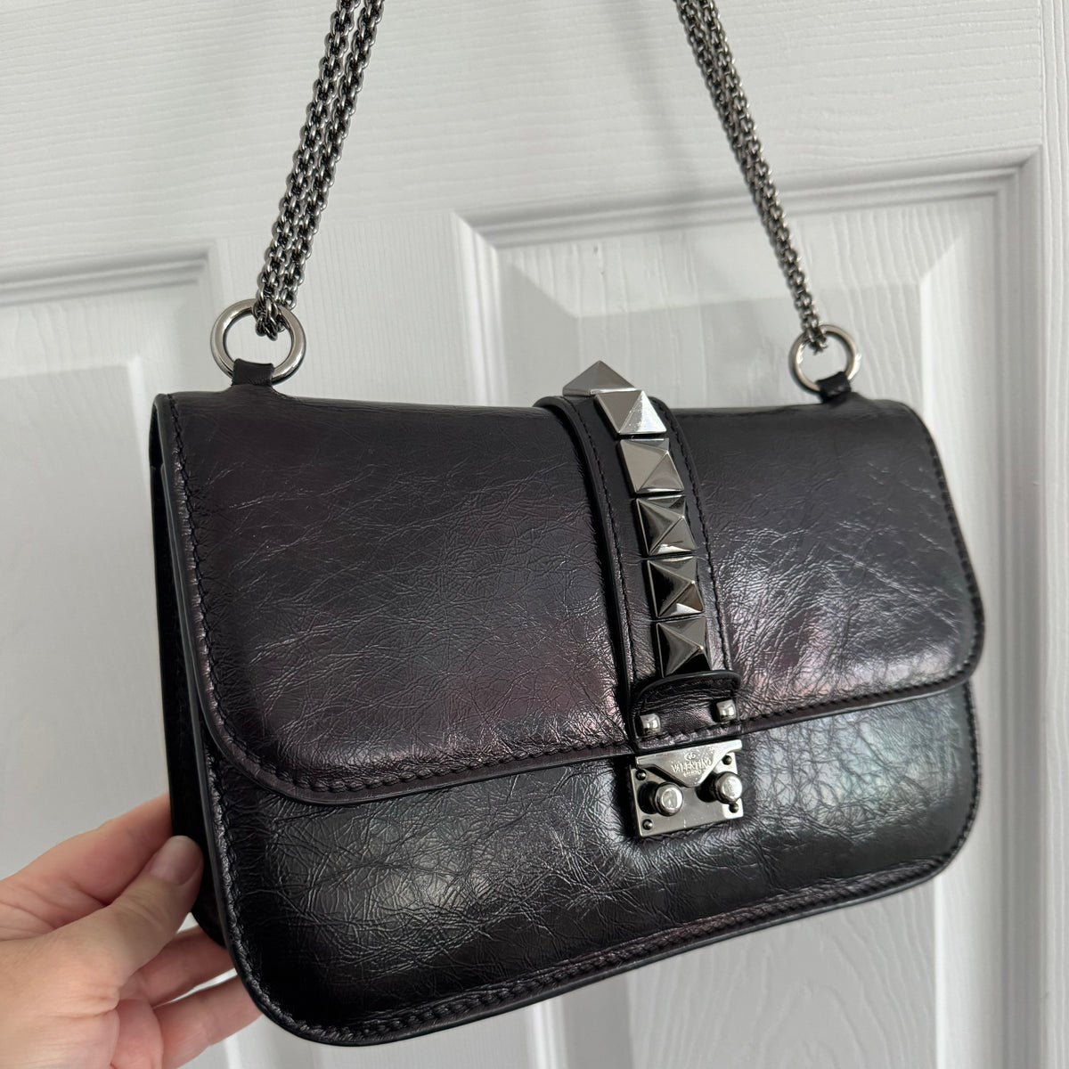 Valentino Garavani Glam Lock Bag in Black