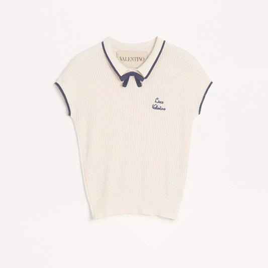 Valentino Cotton Knit Polo Shirt, fits size Small