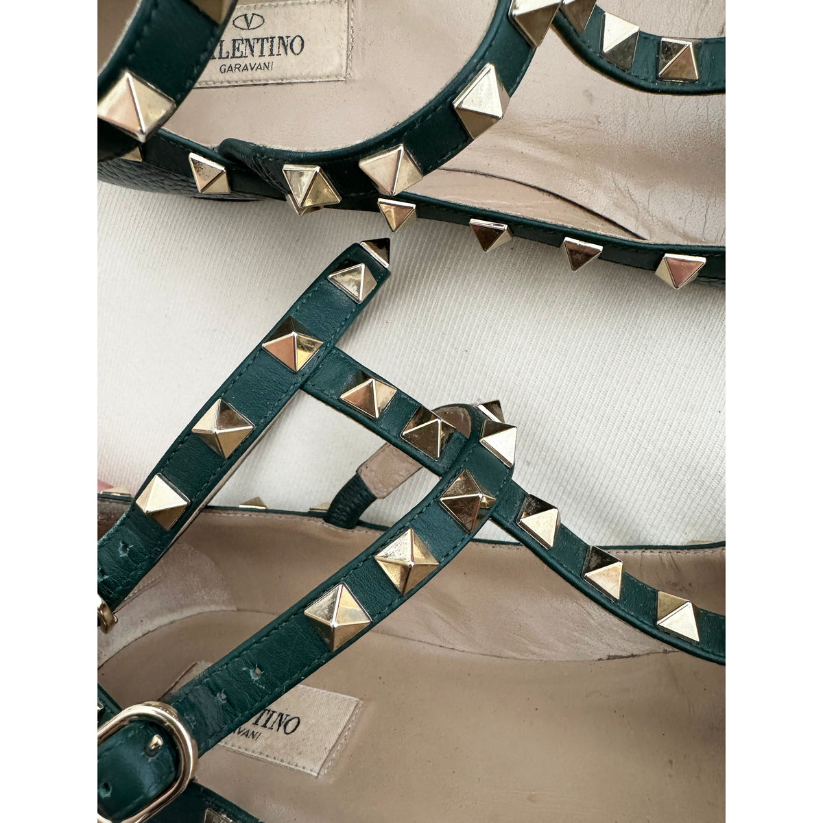 Valentino Rockstud Flats in Green, size 39 (fits like 8/8.5)