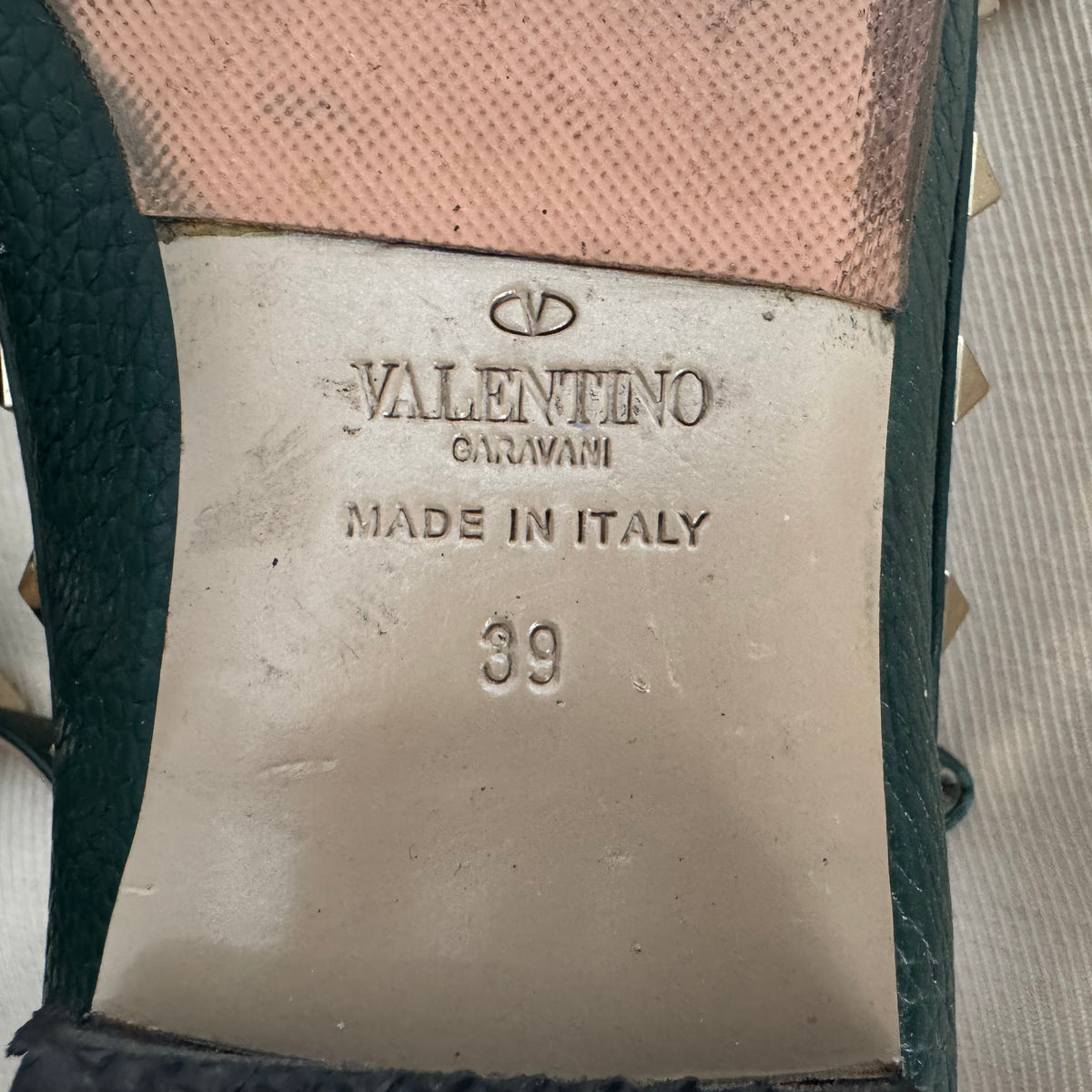 Valentino Rockstud Flats in Green, size 39 (fits like 8/8.5)
