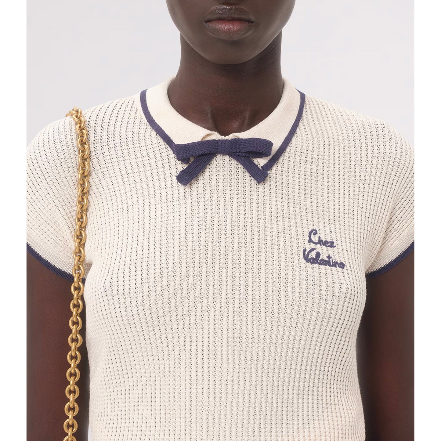 Valentino Cotton Knit Polo Shirt, fits size Small