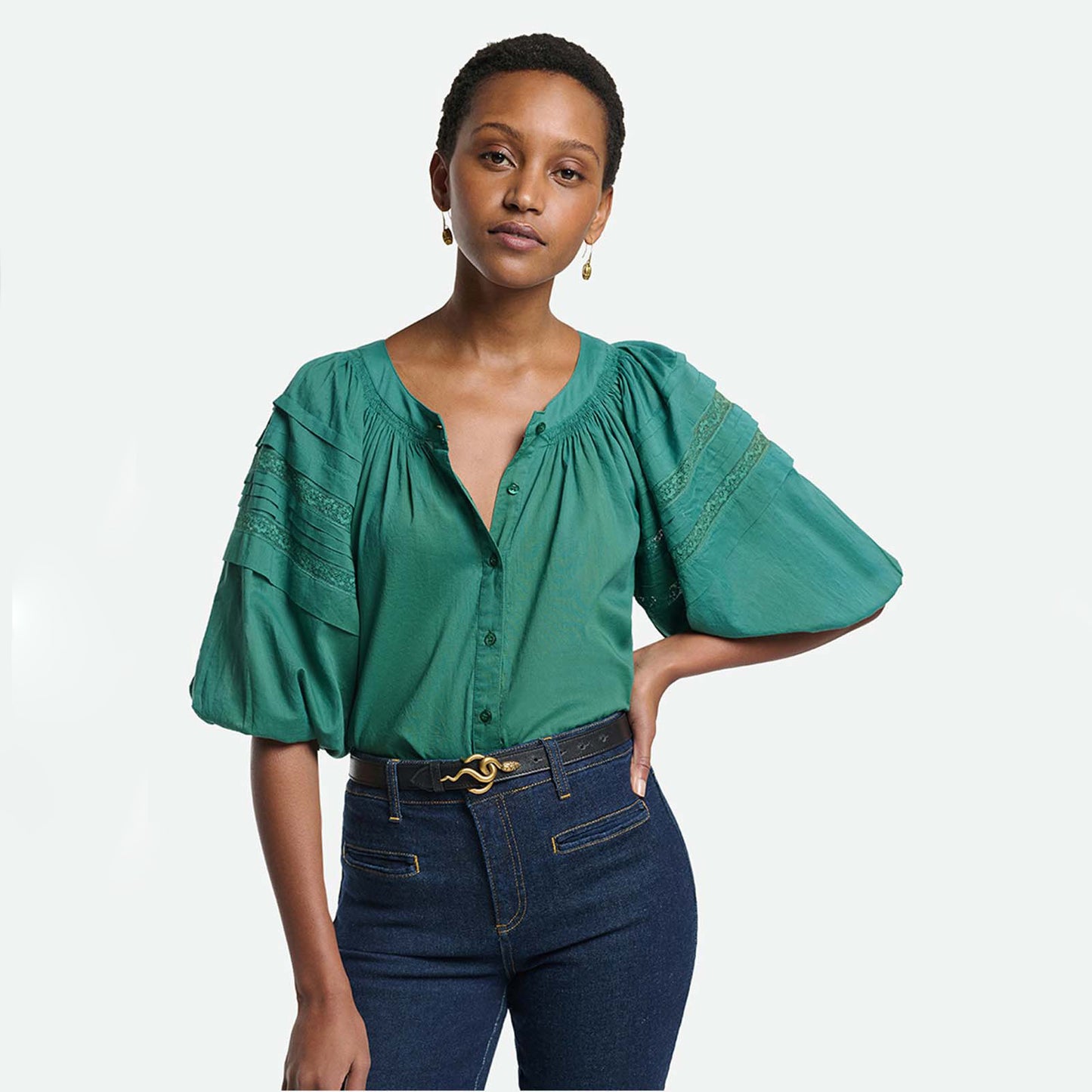 Vanessa Bruno "Tara" Blouse in Green, size 38 (size Small)