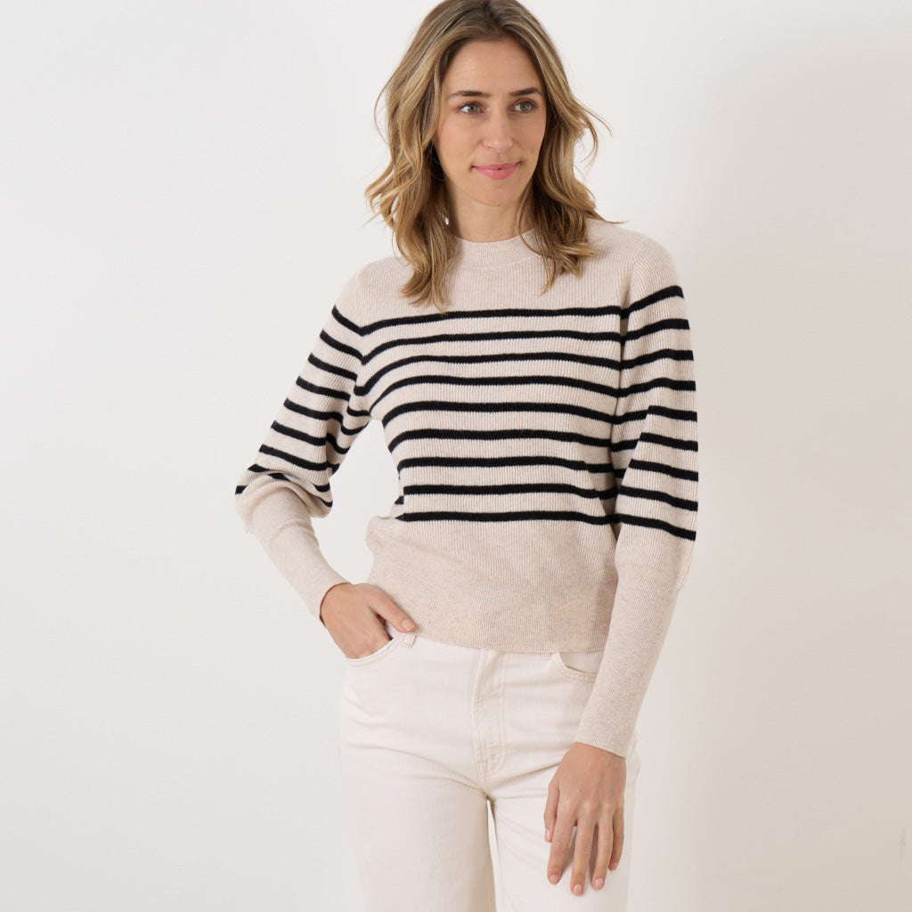 Vanessa Bruno "Astrid" Pullover in Navy/Ecru Stripe, size Small