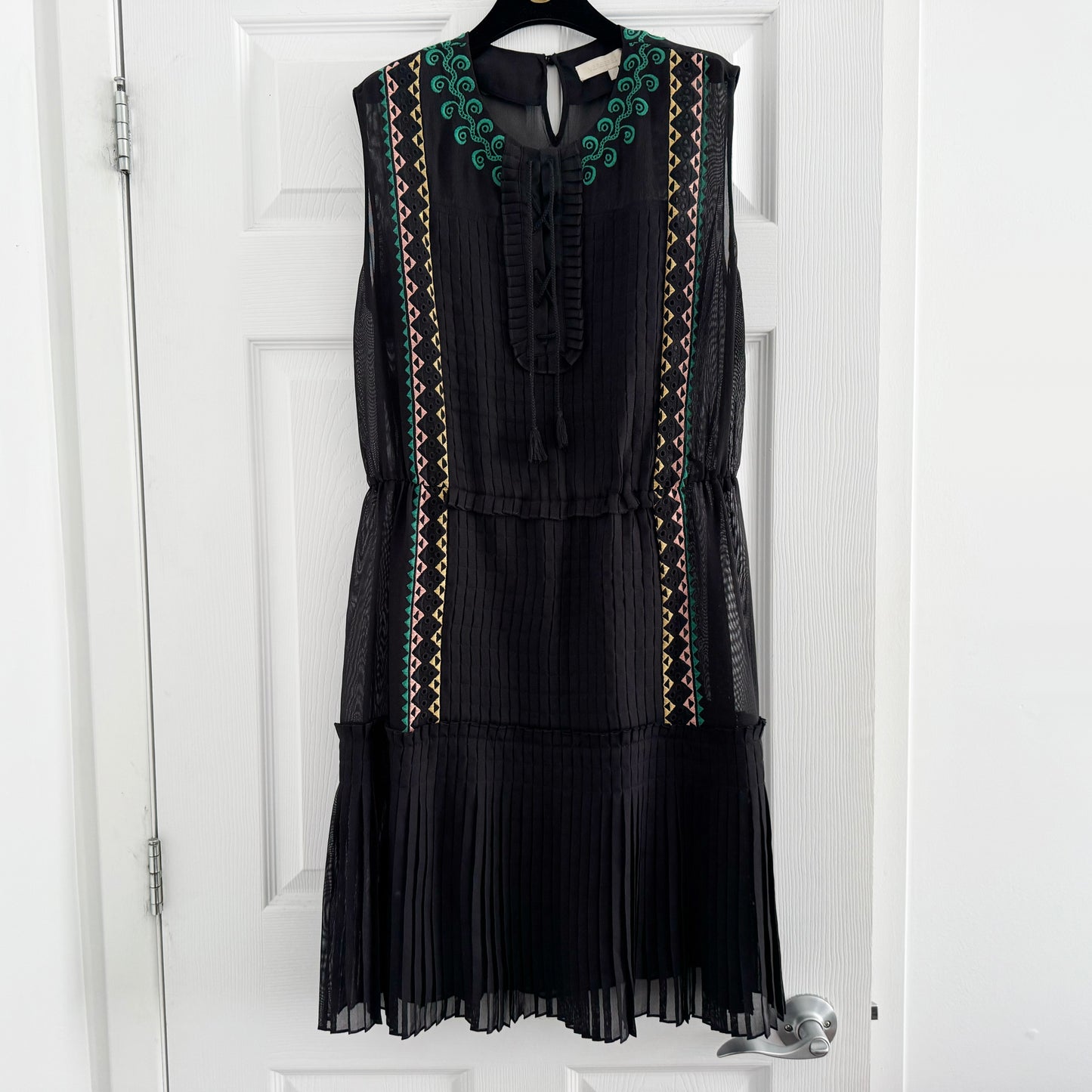 Vanessa Bruno Embroidered Silk Dress in Black, size 40